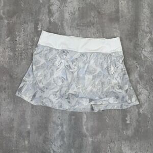 Lululemon Pace Rival Skirt Skort Womens 6 White Abstract Gym Tennis Running